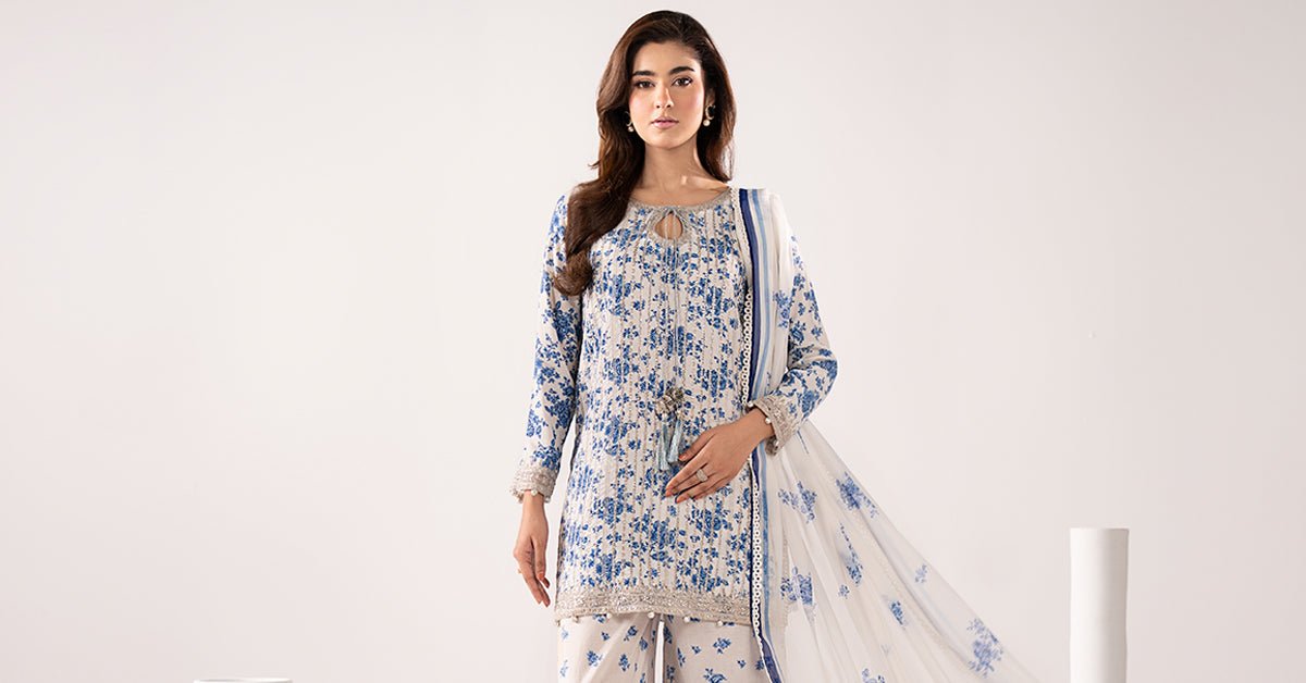 Maria B | RTW | 3 Piece Embroidered Lawn Suit-Brand:Maria B-Type:Luxury Pret-Blue - House of Maryam- Buy in UK, USA
