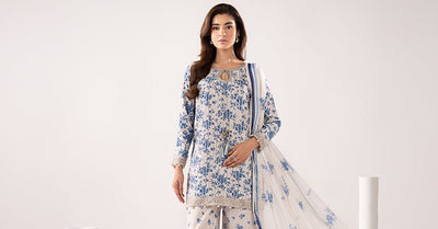 Maria B | RTW | 3 Piece Embroidered Lawn Suit-Brand:Maria B-Type:Luxury Pret-Blue - House of Maryam- Buy in UK, USA