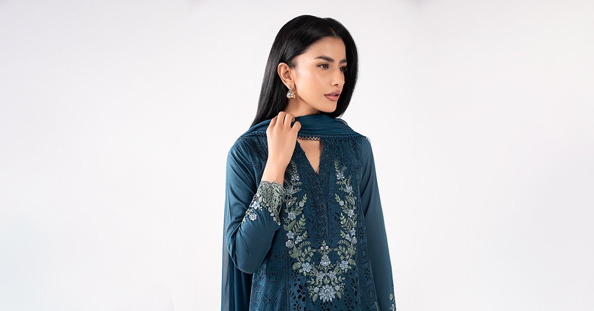 Maria B | RTW | 3 Piece Embroidered Lawn Suit-Brand:Maria B-Type:Luxury Pret-Blue - House of Maryam- Buy in UK, USA
