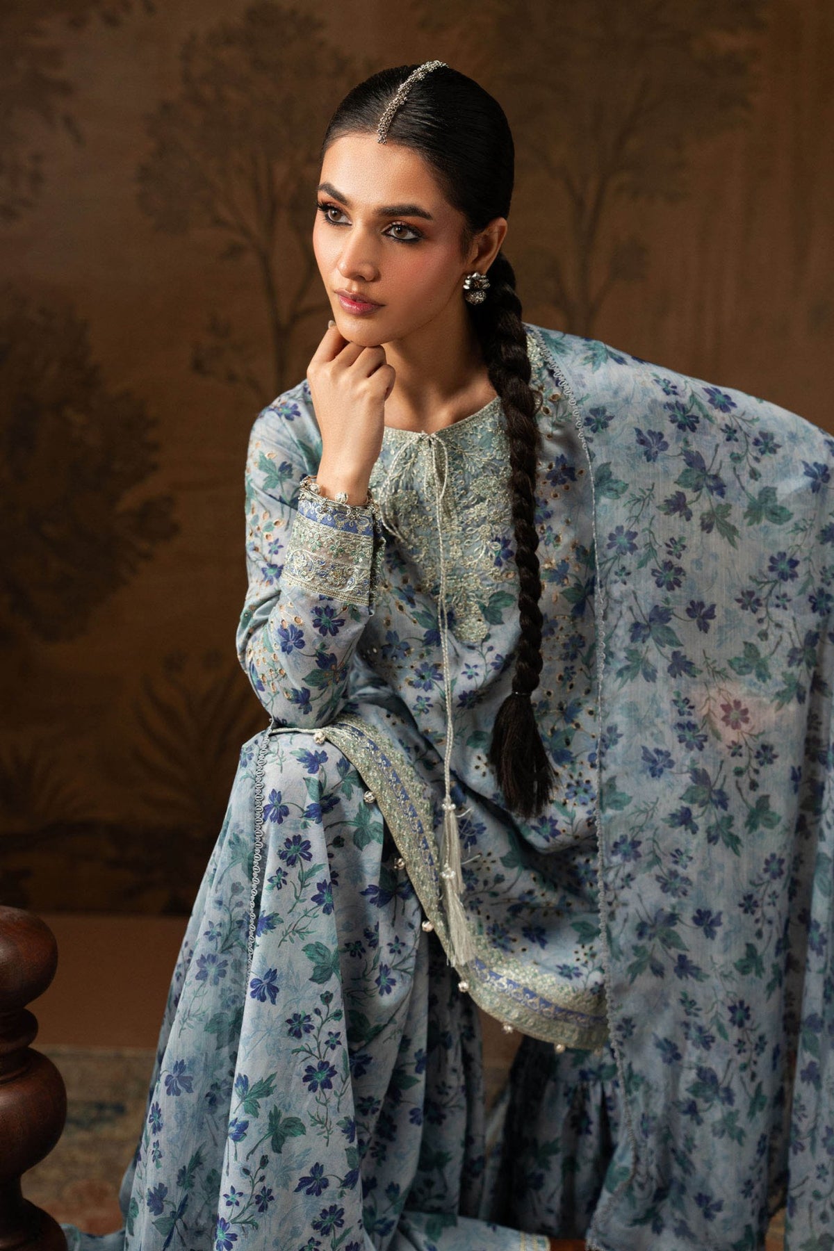 Maria B | RTW | 3 Piece Embroidered Lawn Suit-Brand:Maria B-Type:Luxury Pret-Blue - House of Maryam- Buy in UK, USA