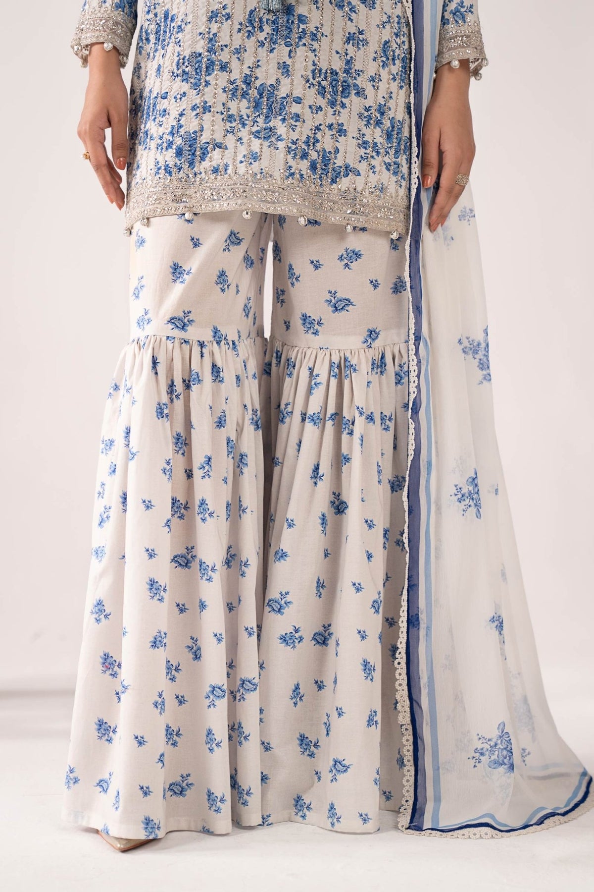 Maria B | RTW | 3 Piece Embroidered Lawn Suit-Brand:Maria B-Type:Luxury Pret-Blue - House of Maryam- Buy in UK, USA