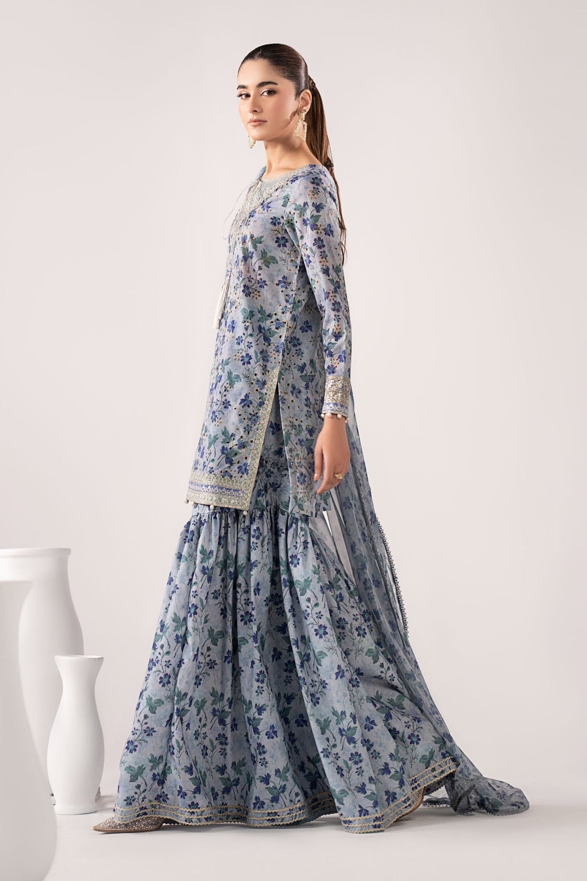 Maria B | RTW | 3 Piece Embroidered Lawn Suit-Brand:Maria B-Type:Luxury Pret-Blue - House of Maryam- Buy in UK, USA