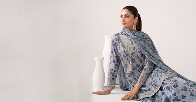 Maria B | RTW | 3 Piece Embroidered Lawn Suit-Brand:Maria B-Type:Luxury Pret-Blue - House of Maryam- Buy in UK, USA
