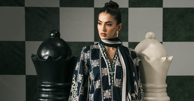 Maria B | RTW | 3 Piece Embroidered Lawn Suit-Brand:Maria B-Type:Luxury Pret-Blue - House of Maryam- Buy in UK, USA