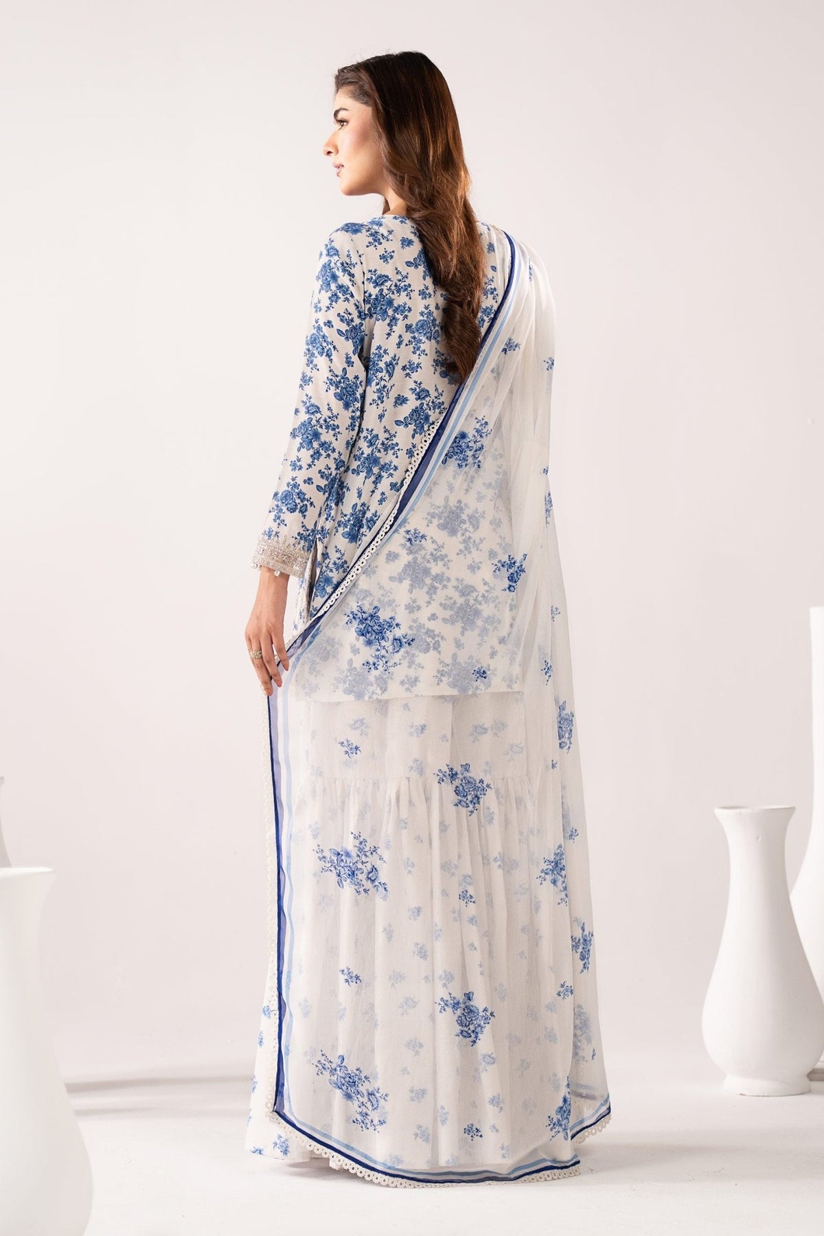 Maria B | RTW | 3 Piece Embroidered Lawn Suit-Brand:Maria B-Type:Luxury Pret-Blue - House of Maryam- Buy in UK, USA