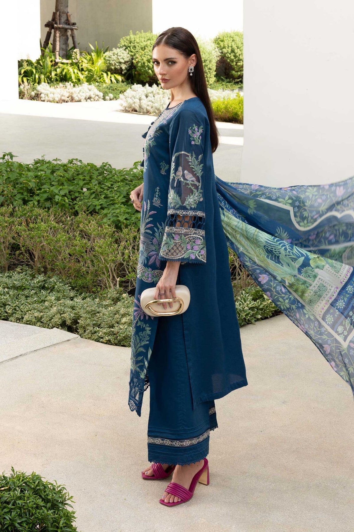 Maria B | RTW | 3 Piece Embroidered Lawn Suit-Brand:Maria B-Type:Luxury Pret-Blue - House of Maryam- Buy in UK, USA