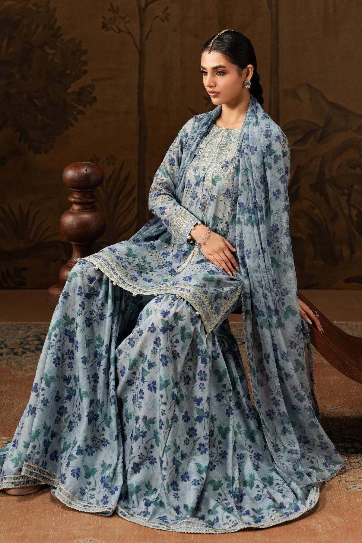 Maria B | RTW | 3 Piece Embroidered Lawn Suit-Brand:Maria B-Type:Luxury Pret-Blue - House of Maryam- Buy in UK, USA