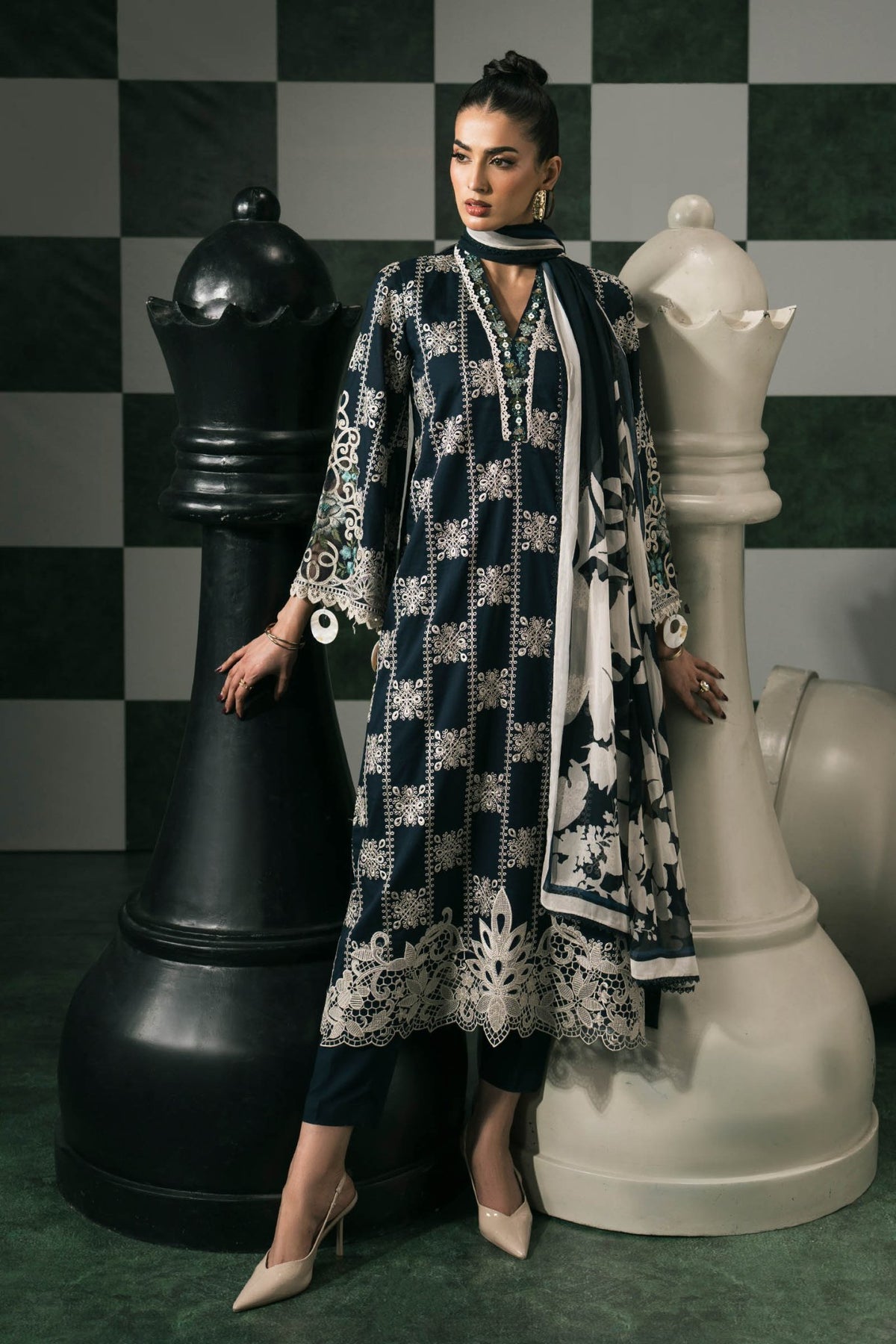 Maria B | RTW | 3 Piece Embroidered Lawn Suit-Brand:Maria B-Type:Luxury Pret-Blue - House of Maryam- Buy in UK, USA