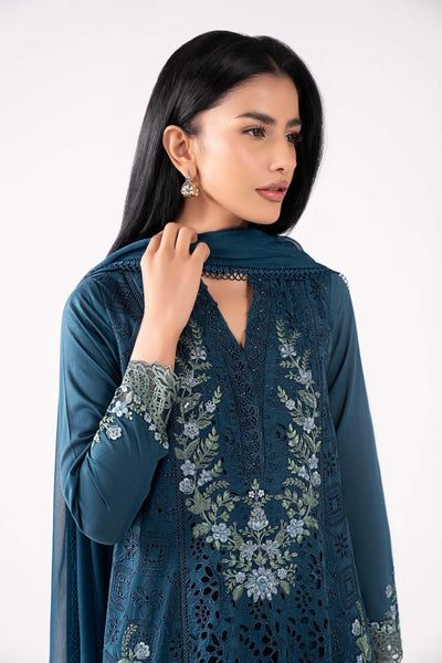 Maria B | RTW | 3 Piece Embroidered Lawn Suit-Brand:Maria B-Type:Luxury Pret-Blue - House of Maryam- Buy in UK, USA