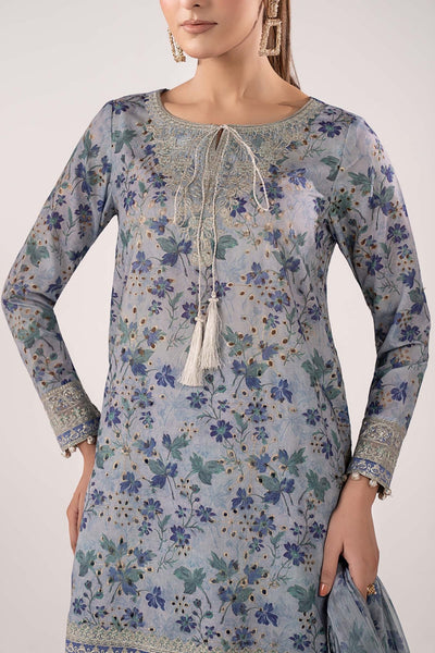 Maria B | RTW | 3 Piece Embroidered Lawn Suit-Brand:Maria B-Type:Luxury Pret-Blue - House of Maryam- Buy in UK, USA