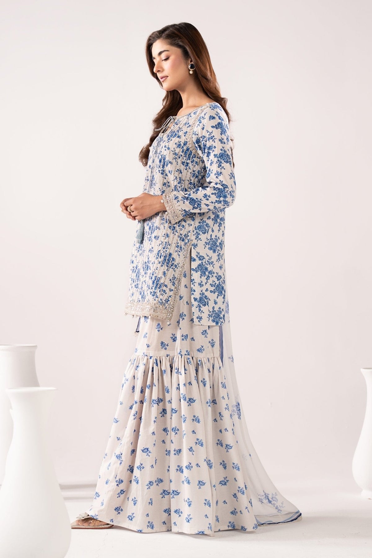 Maria B | RTW | 3 Piece Embroidered Lawn Suit-Brand:Maria B-Type:Luxury Pret-Blue - House of Maryam- Buy in UK, USA
