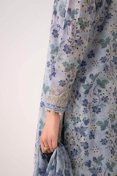 Maria B | RTW | 3 Piece Embroidered Lawn Suit-Brand:Maria B-Type:Luxury Pret-Blue - House of Maryam- Buy in UK, USA