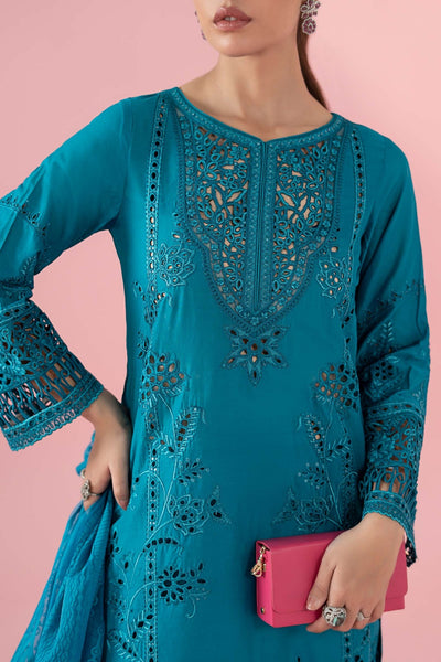 Maria B | RTW | 3 Piece Embroidered Lawn Suit-Brand:Maria B-Type:Luxury Pret-Blue - House of Maryam- Buy in UK, USA