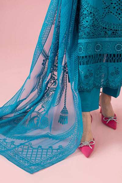 Maria B | RTW | 3 Piece Embroidered Lawn Suit-Brand:Maria B-Type:Luxury Pret-Blue - House of Maryam- Buy in UK, USA