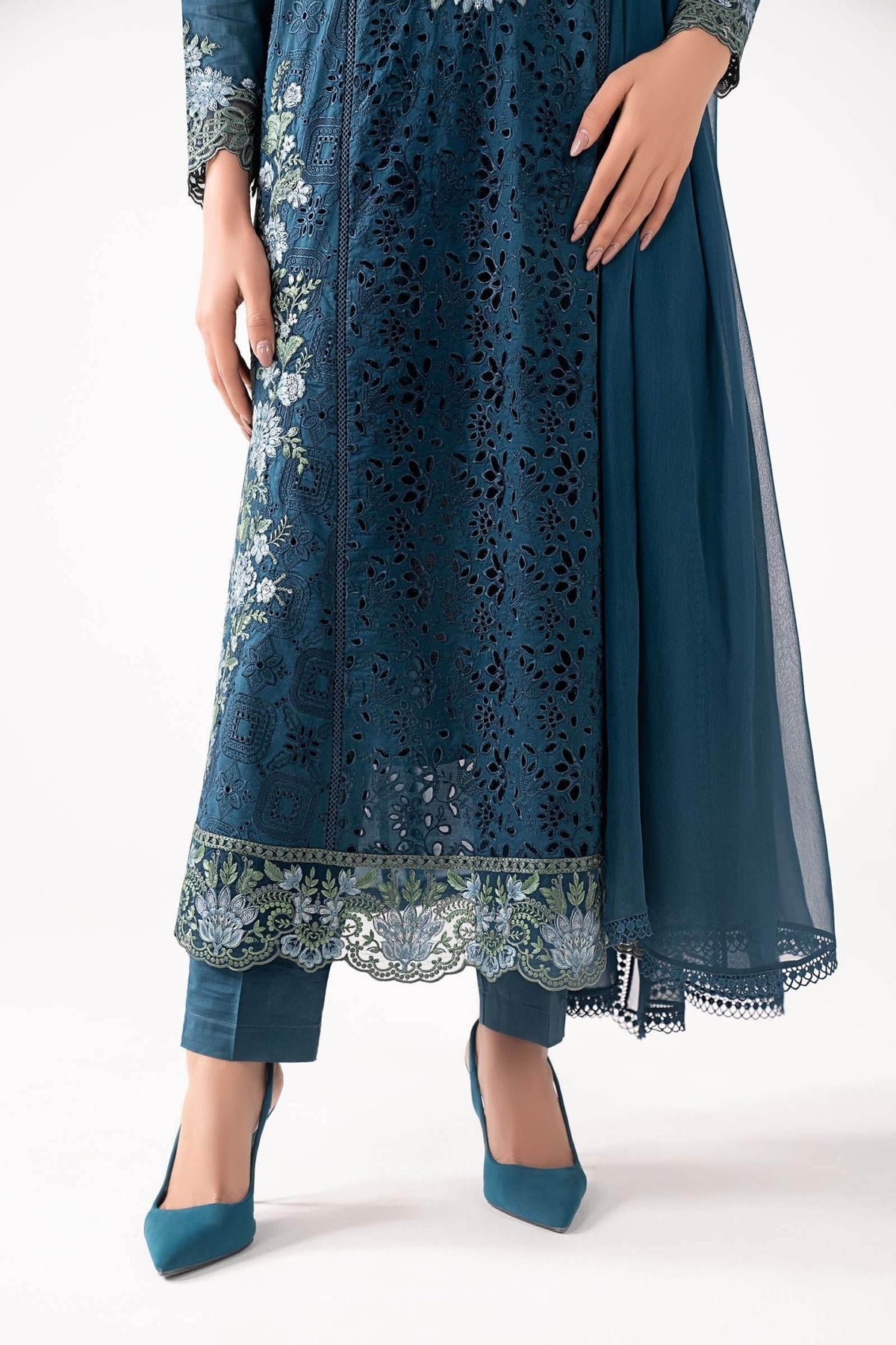 Maria B | RTW | 3 Piece Embroidered Lawn Suit-Brand:Maria B-Type:Luxury Pret-Blue - House of Maryam- Buy in UK, USA
