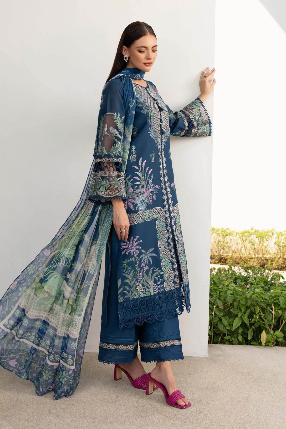 Maria B | RTW | 3 Piece Embroidered Lawn Suit-Brand:Maria B-Type:Luxury Pret-Blue - House of Maryam- Buy in UK, USA