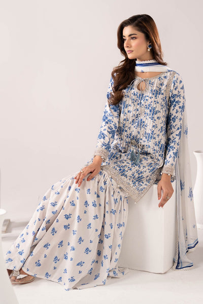 Maria B | RTW | 3 Piece Embroidered Lawn Suit-Brand:Maria B-Type:Luxury Pret-Blue - House of Maryam- Buy in UK, USA