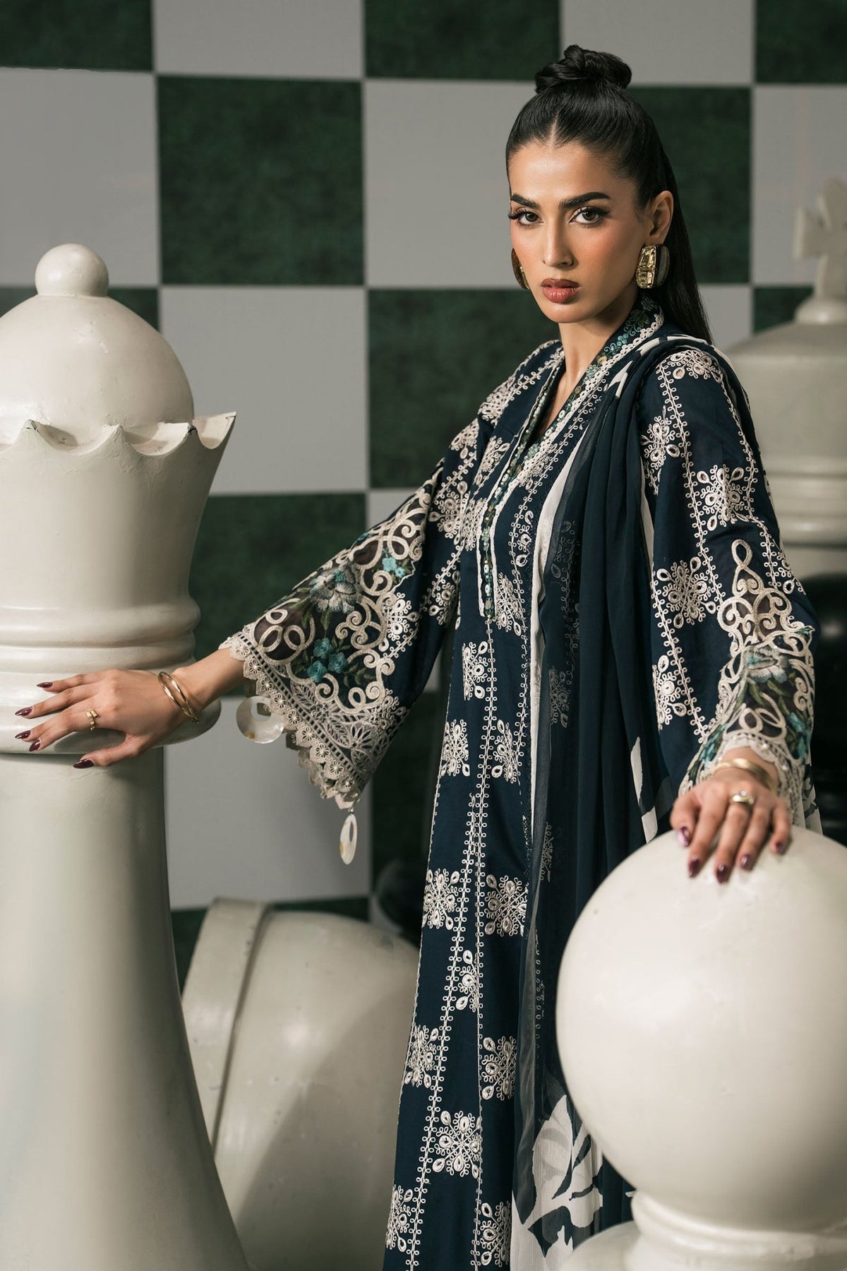 Maria B | RTW | 3 Piece Embroidered Lawn Suit-Brand:Maria B-Type:Luxury Pret-Blue - House of Maryam- Buy in UK, USA