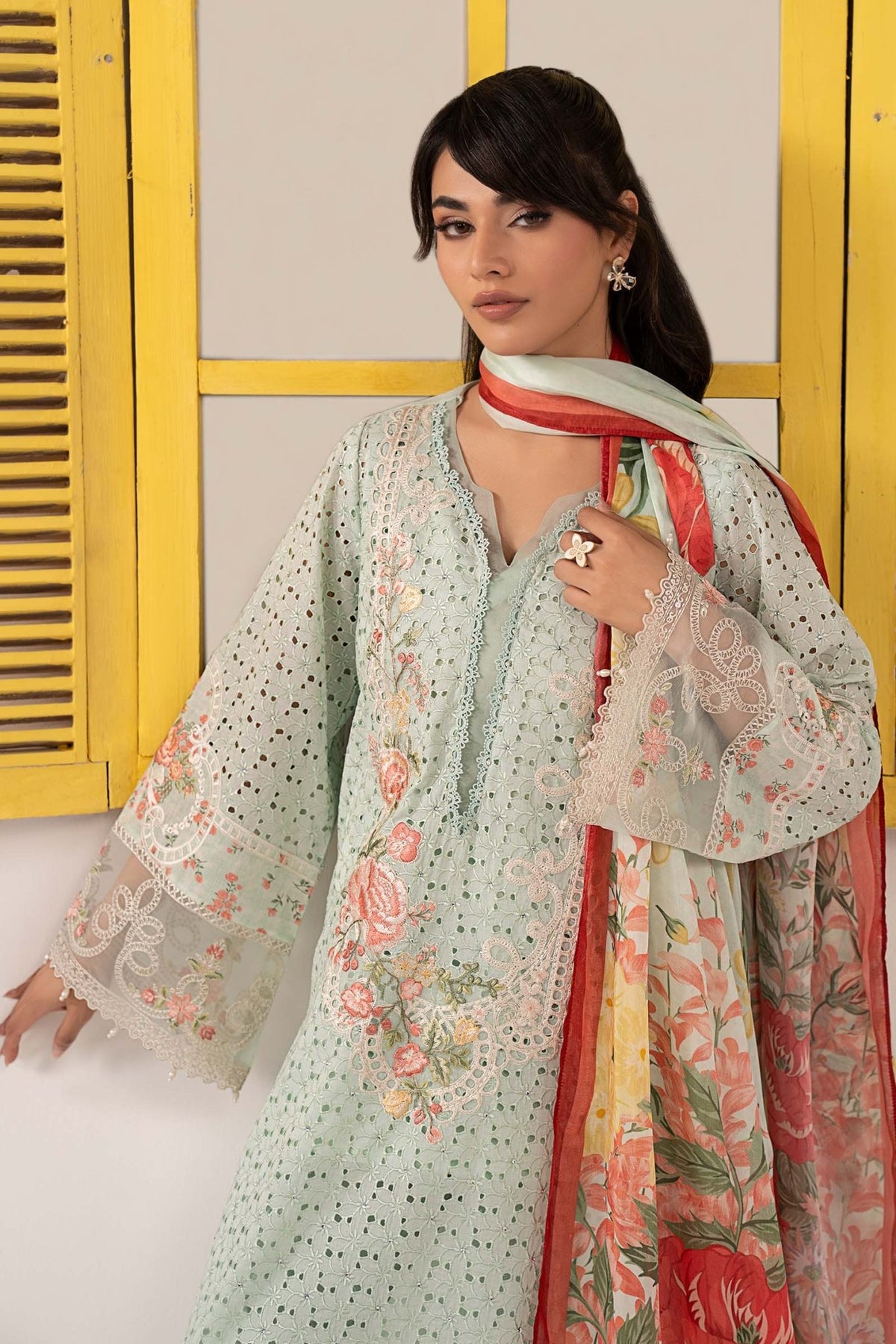 Maria B | RTW | 3 Piece Embroidered Lawn Suit-Brand:Maria B-Type:Luxury Pret-Blue - House of Maryam- Buy in UK, USA