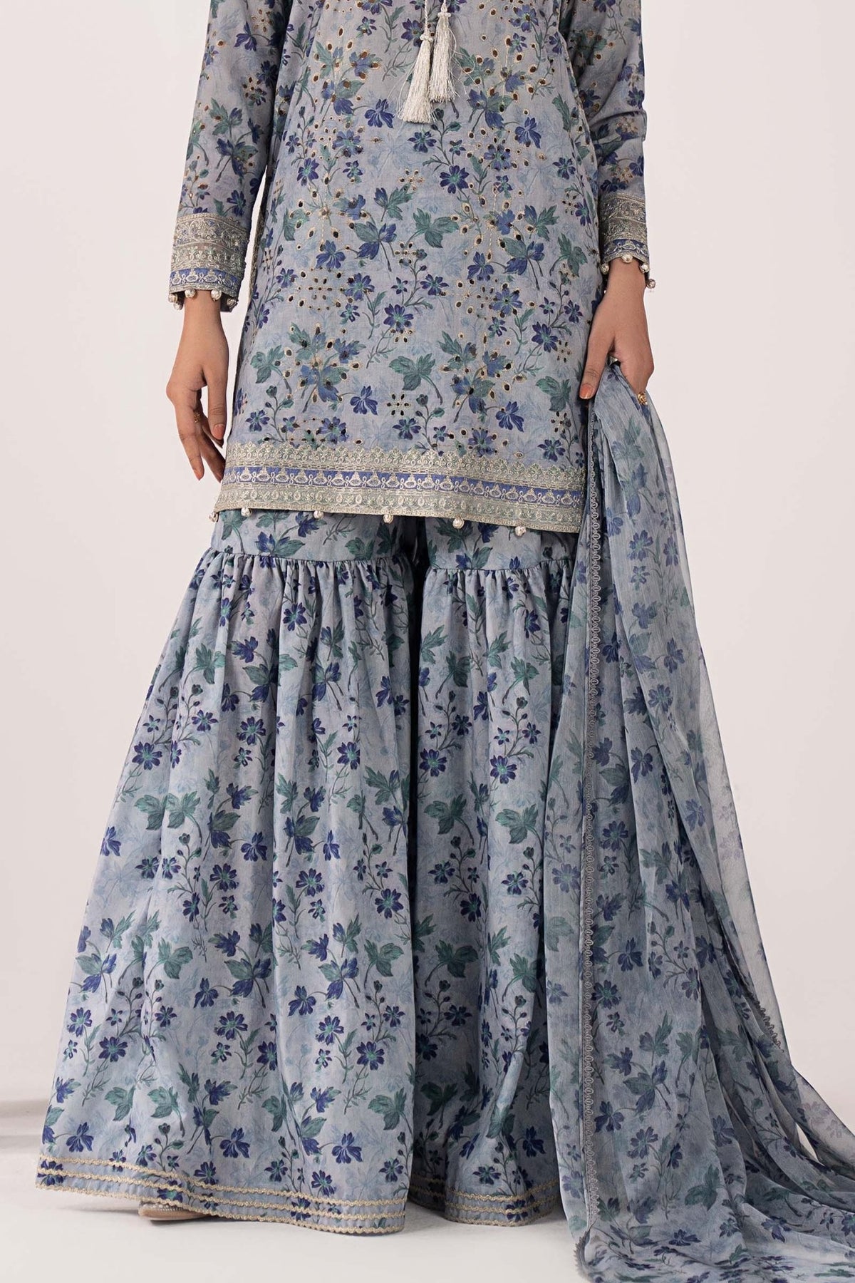 Maria B | RTW | 3 Piece Embroidered Lawn Suit-Brand:Maria B-Type:Luxury Pret-Blue - House of Maryam- Buy in UK, USA