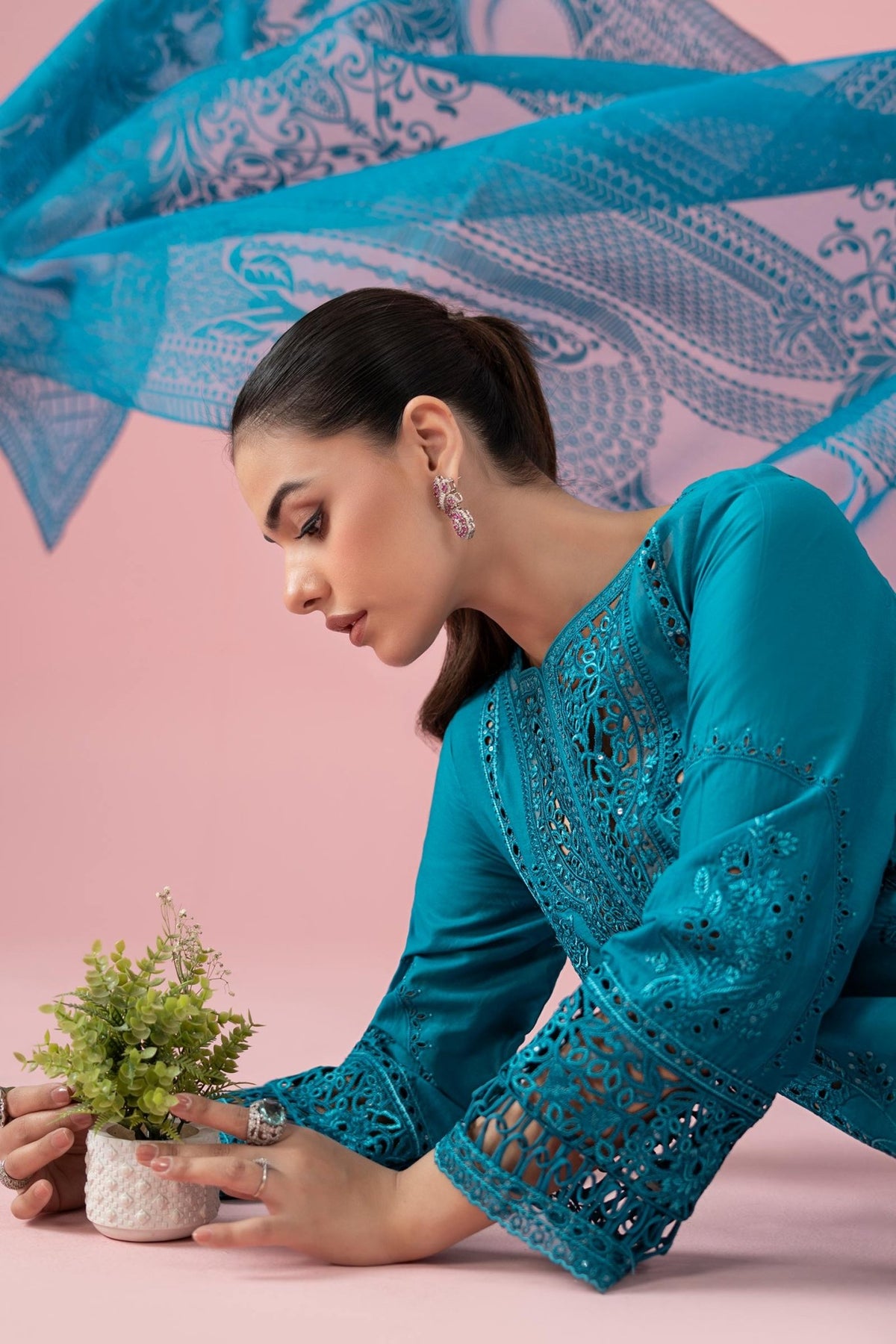 Maria B | RTW | 3 Piece Embroidered Lawn Suit-Brand:Maria B-Type:Luxury Pret-Blue - House of Maryam- Buy in UK, USA
