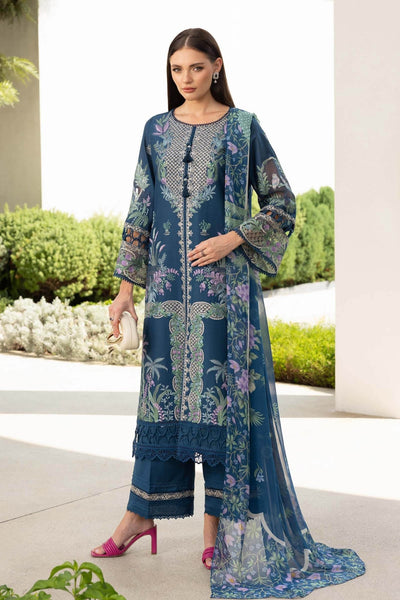 Maria B | RTW | 3 Piece Embroidered Lawn Suit-Brand:Maria B-Type:Luxury Pret-Blue - House of Maryam- Buy in UK, USA