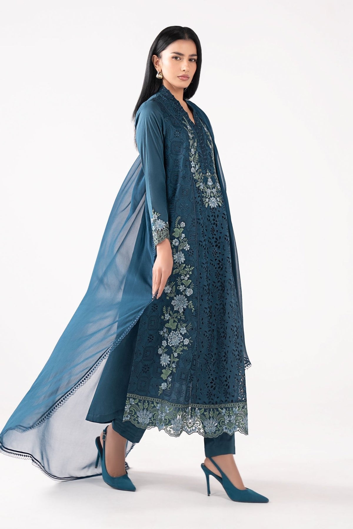 Maria B | RTW | 3 Piece Embroidered Lawn Suit-Brand:Maria B-Type:Luxury Pret-Blue - House of Maryam- Buy in UK, USA