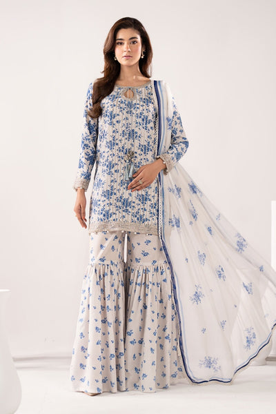 Maria B | RTW | 3 Piece Embroidered Lawn Suit-Brand:Maria B-Type:Luxury Pret-Blue - House of Maryam- Buy in UK, USA