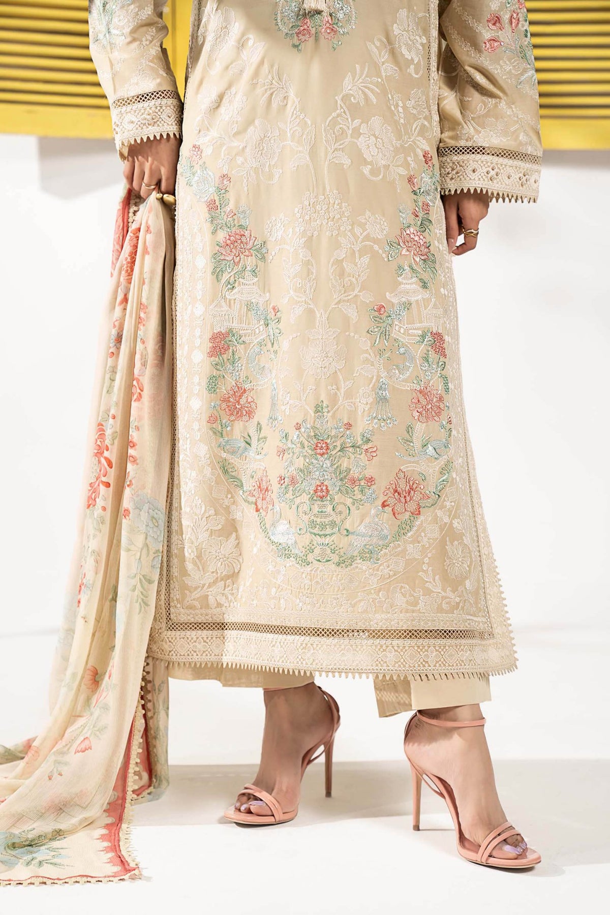 Maria B | RTW | 3 Piece Embroidered Lawn Suit-Brand:Maria B-Type:Luxury Pret-Brown - House of Maryam- Buy in UK, USA