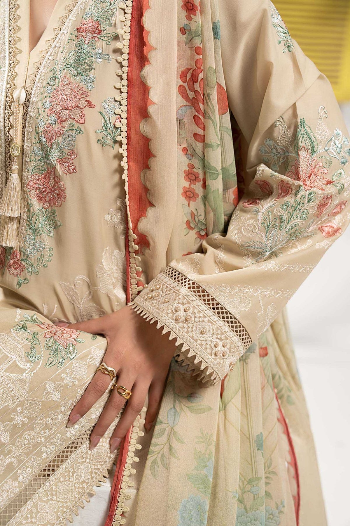 Maria B | RTW | 3 Piece Embroidered Lawn Suit-Brand:Maria B-Type:Luxury Pret-Brown - House of Maryam- Buy in UK, USA
