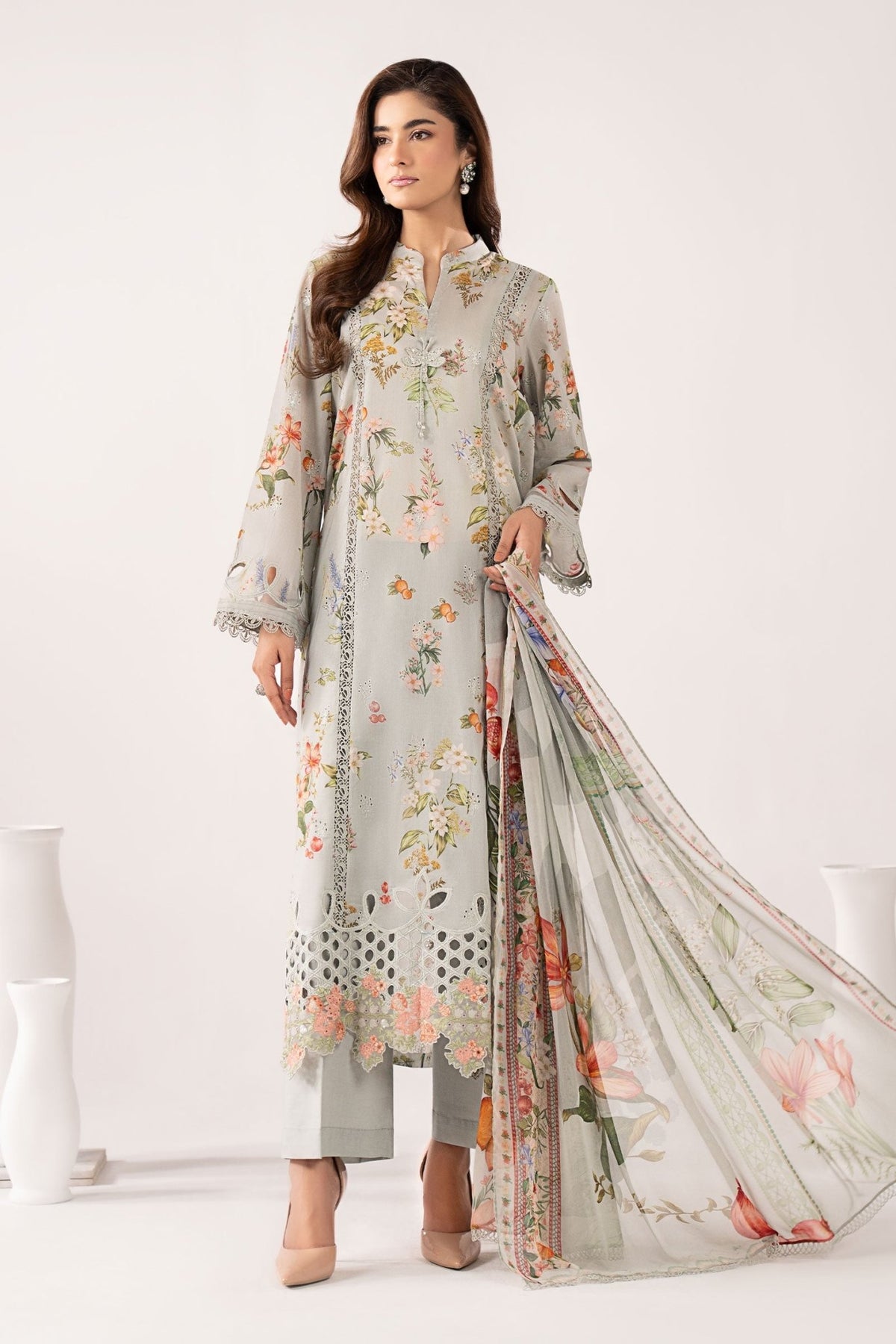 Maria B | RTW | 3 Piece Embroidered Lawn Suit-Brand:Maria B-Type:Luxury Pret-Ferozi - House of Maryam- Buy in UK, USA