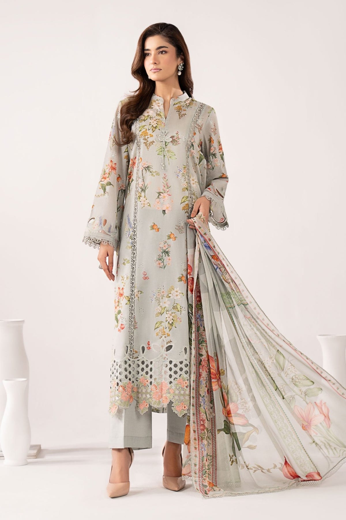 Maria B | RTW | 3 Piece Embroidered Lawn Suit-Brand:Maria B-Type:Luxury Pret-Ferozi - House of Maryam- Buy in UK, USA