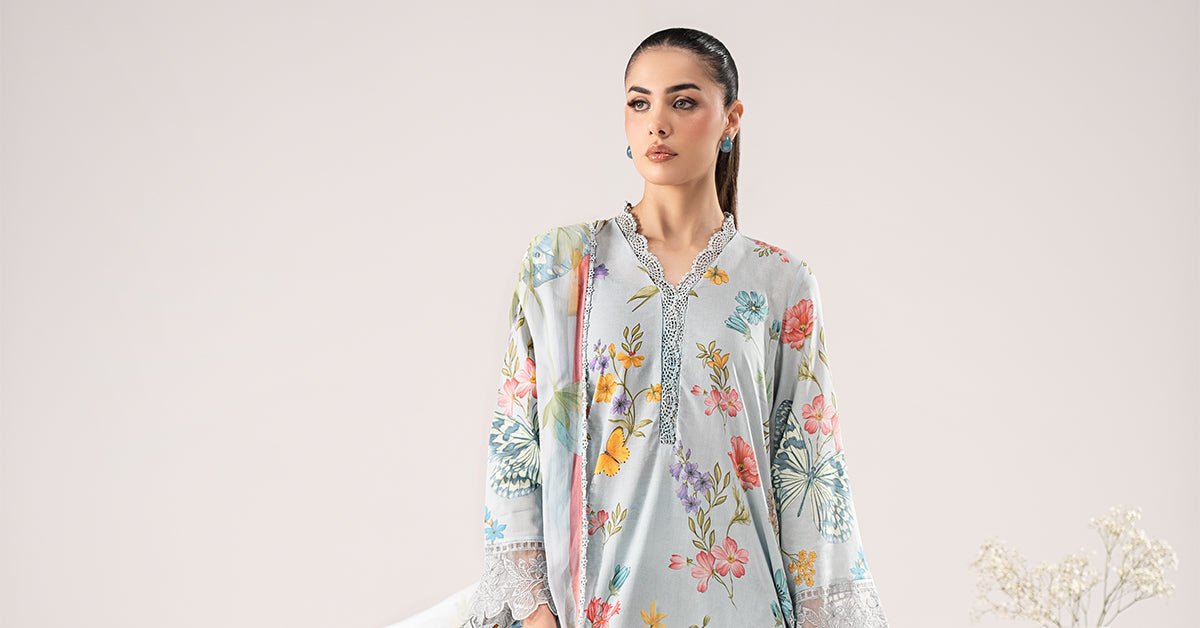 Maria B | RTW | 3 Piece Embroidered Lawn Suit-Brand:Maria B-Type:Luxury Pret-Ferozi - House of Maryam- Buy in UK, USA