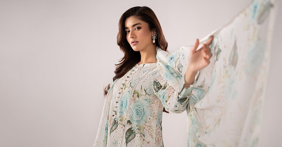 Maria B | RTW | 3 Piece Embroidered Lawn Suit-Brand:Maria B-Type:Luxury Pret-Ferozi - House of Maryam- Buy in UK, USA