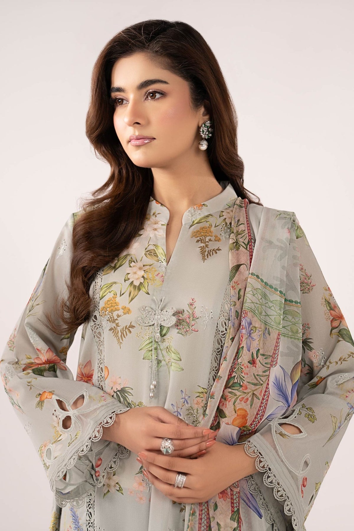 Maria B | RTW | 3 Piece Embroidered Lawn Suit-Brand:Maria B-Type:Luxury Pret-Ferozi - House of Maryam- Buy in UK, USA