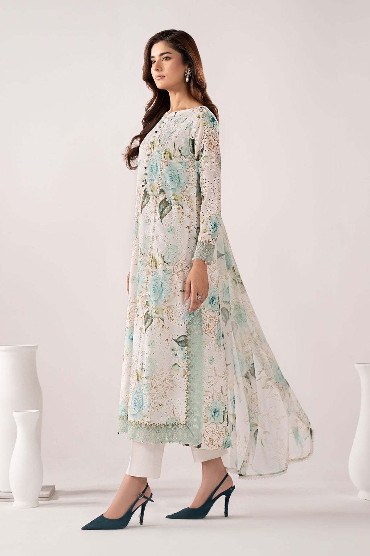 Maria B | RTW | 3 Piece Embroidered Lawn Suit-Brand:Maria B-Type:Luxury Pret-Ferozi - House of Maryam- Buy in UK, USA