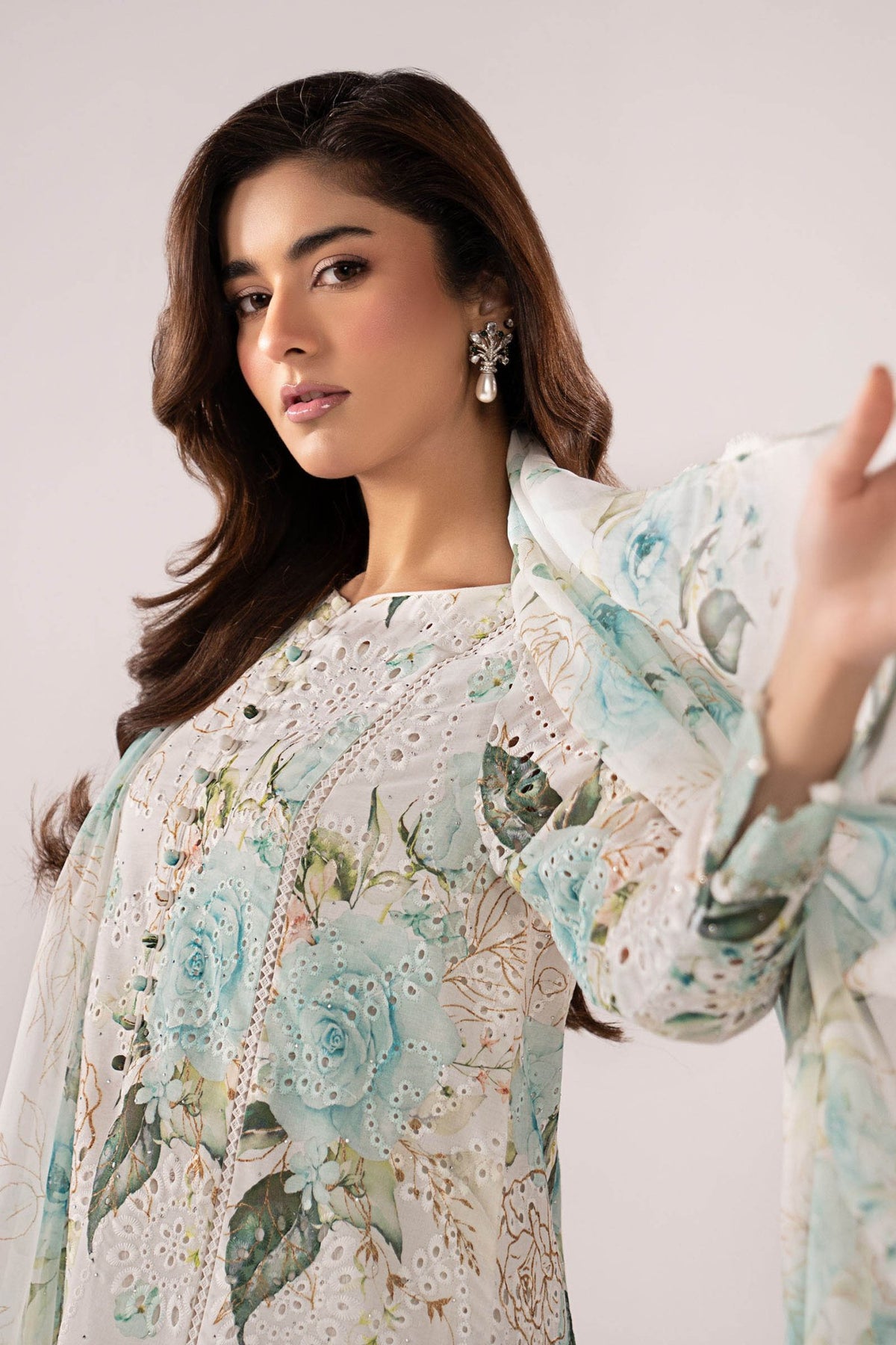 Maria B | RTW | 3 Piece Embroidered Lawn Suit-Brand:Maria B-Type:Luxury Pret-Ferozi - House of Maryam- Buy in UK, USA