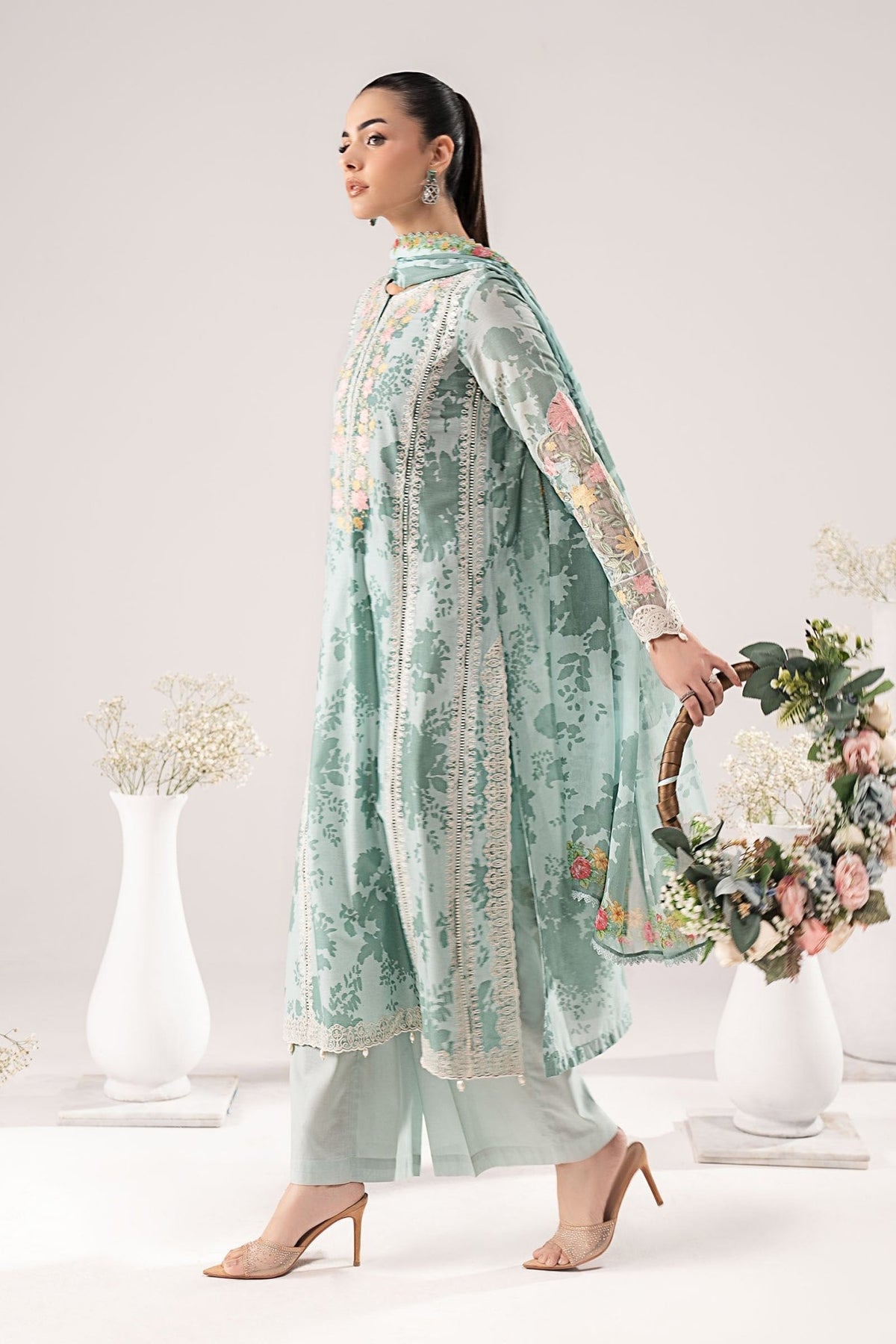 Maria B | RTW | 3 Piece Embroidered Lawn Suit-Brand:Maria B-Type:Luxury Pret-Ferozi - House of Maryam- Buy in UK, USA