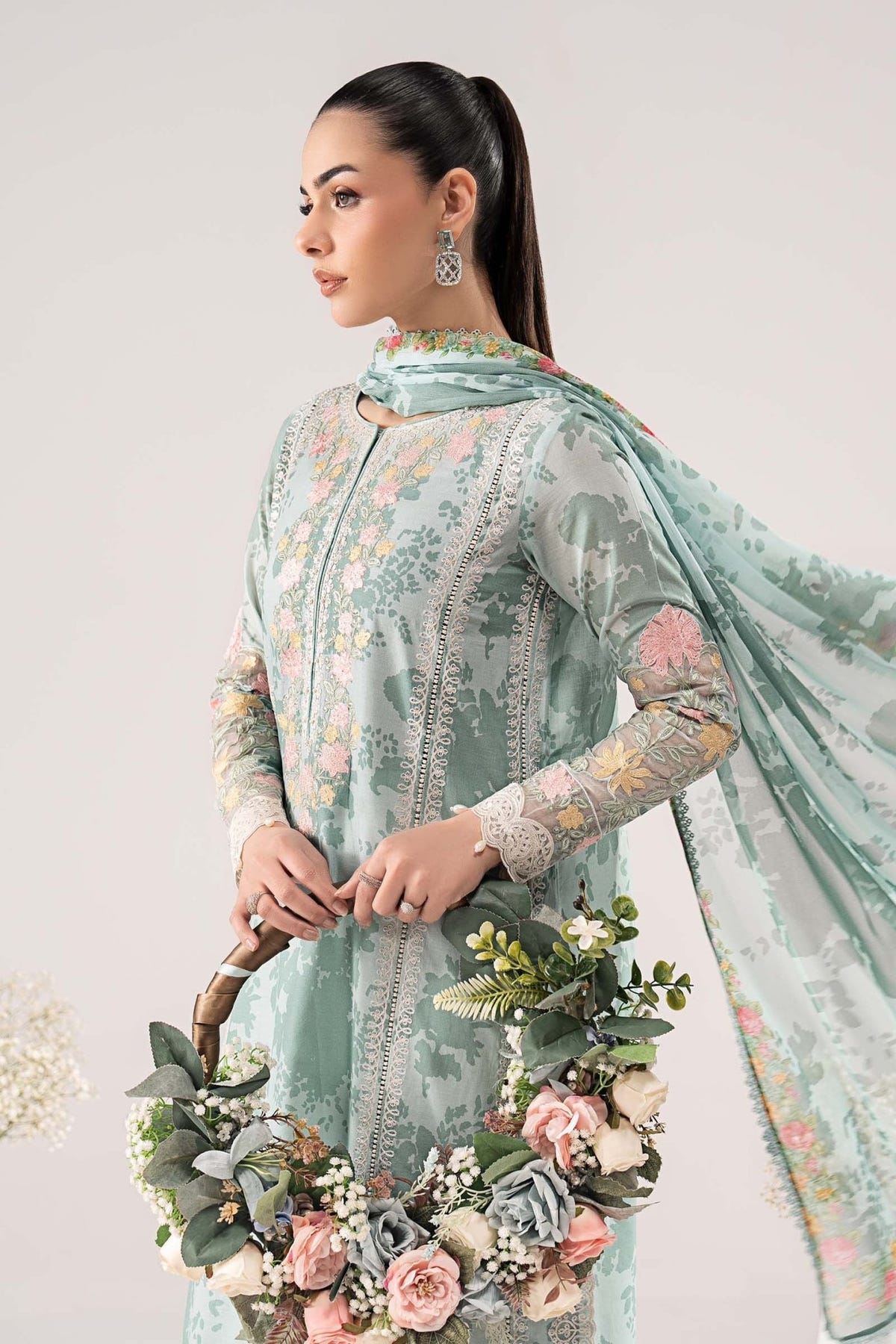 Maria B | RTW | 3 Piece Embroidered Lawn Suit-Brand:Maria B-Type:Luxury Pret-Ferozi - House of Maryam- Buy in UK, USA