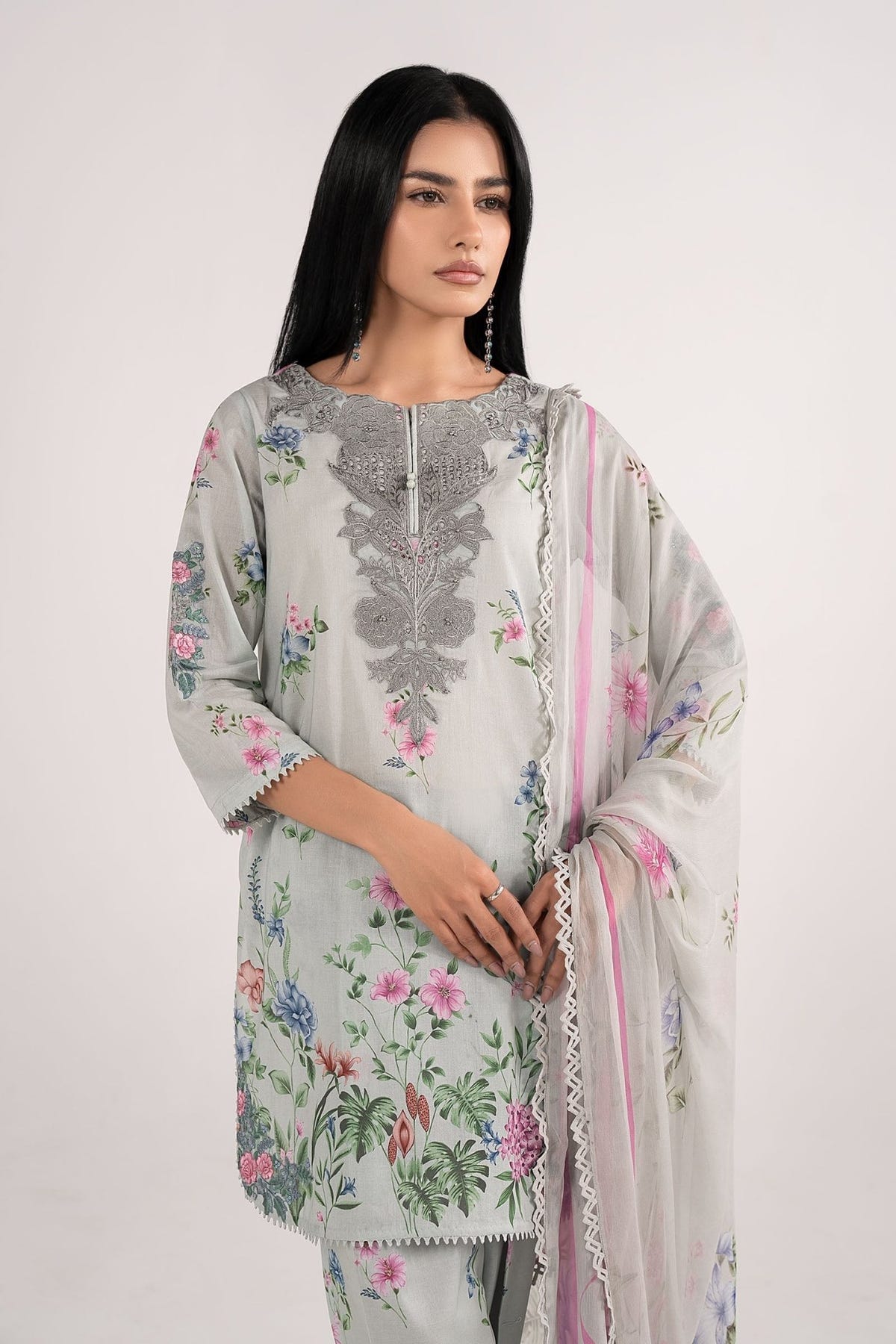 Maria B | RTW | 3 Piece Embroidered Lawn Suit-Brand:Maria B-Type:Luxury Pret-Ferozi - House of Maryam- Buy in UK, USA