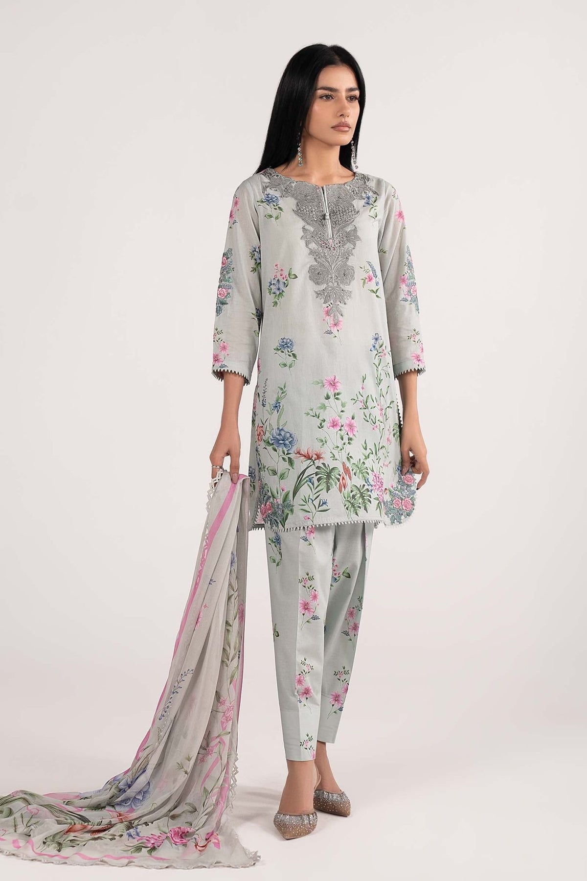 Maria B | RTW | 3 Piece Embroidered Lawn Suit-Brand:Maria B-Type:Luxury Pret-Ferozi - House of Maryam- Buy in UK, USA