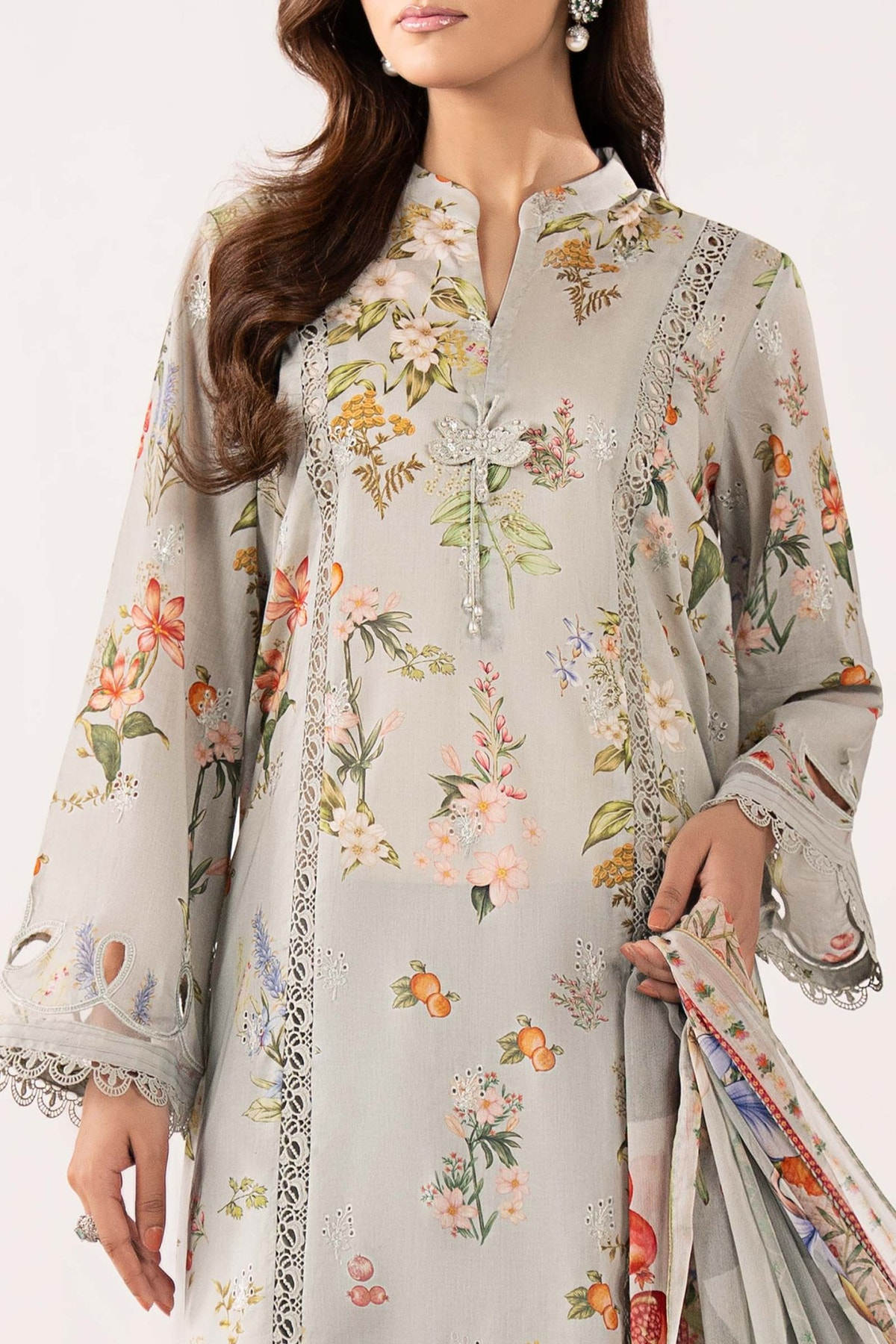 Maria B | RTW | 3 Piece Embroidered Lawn Suit-Brand:Maria B-Type:Luxury Pret-Ferozi - House of Maryam- Buy in UK, USA