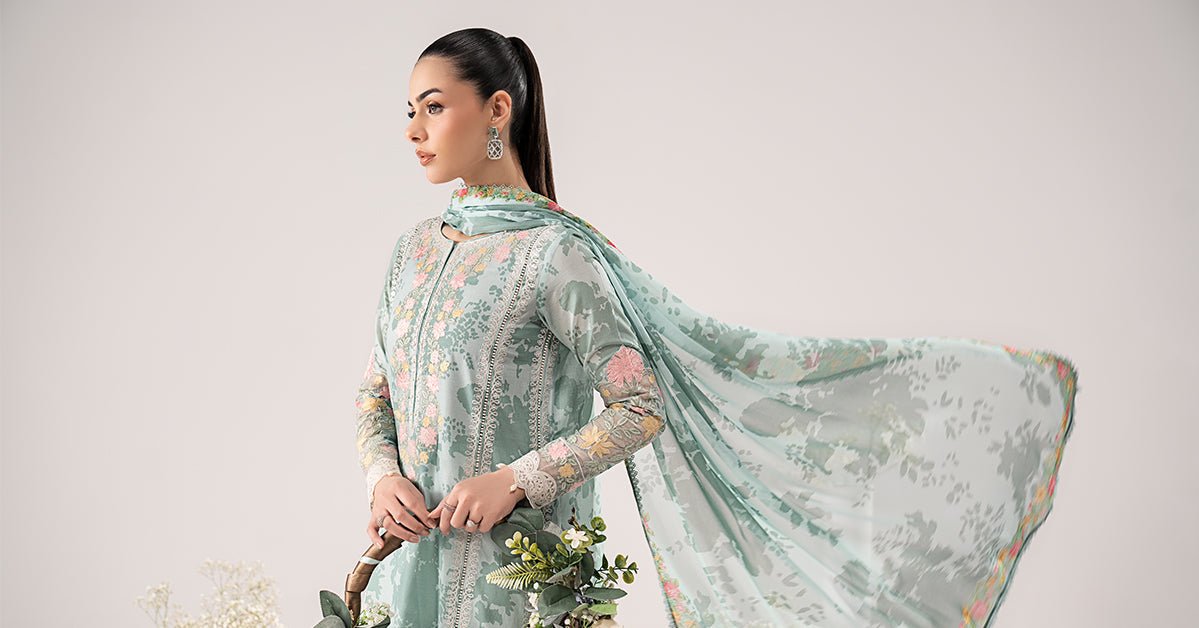 Maria B | RTW | 3 Piece Embroidered Lawn Suit-Brand:Maria B-Type:Luxury Pret-Ferozi - House of Maryam- Buy in UK, USA