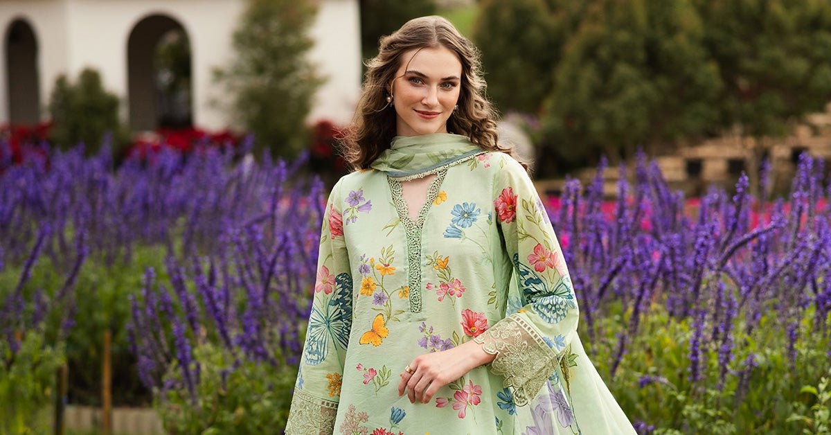 Maria B | RTW | 3 Piece Embroidered Lawn Suit-Brand:Maria B-Type:Luxury Pret-Green - House of Maryam- Buy in UK, USA