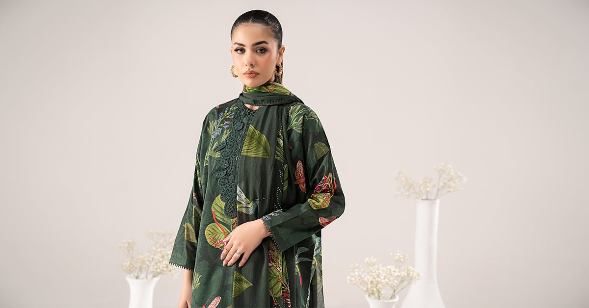 Maria B | RTW | 3 Piece Embroidered Lawn Suit-Brand:Maria B-Type:Luxury Pret-Green - House of Maryam- Buy in UK, USA