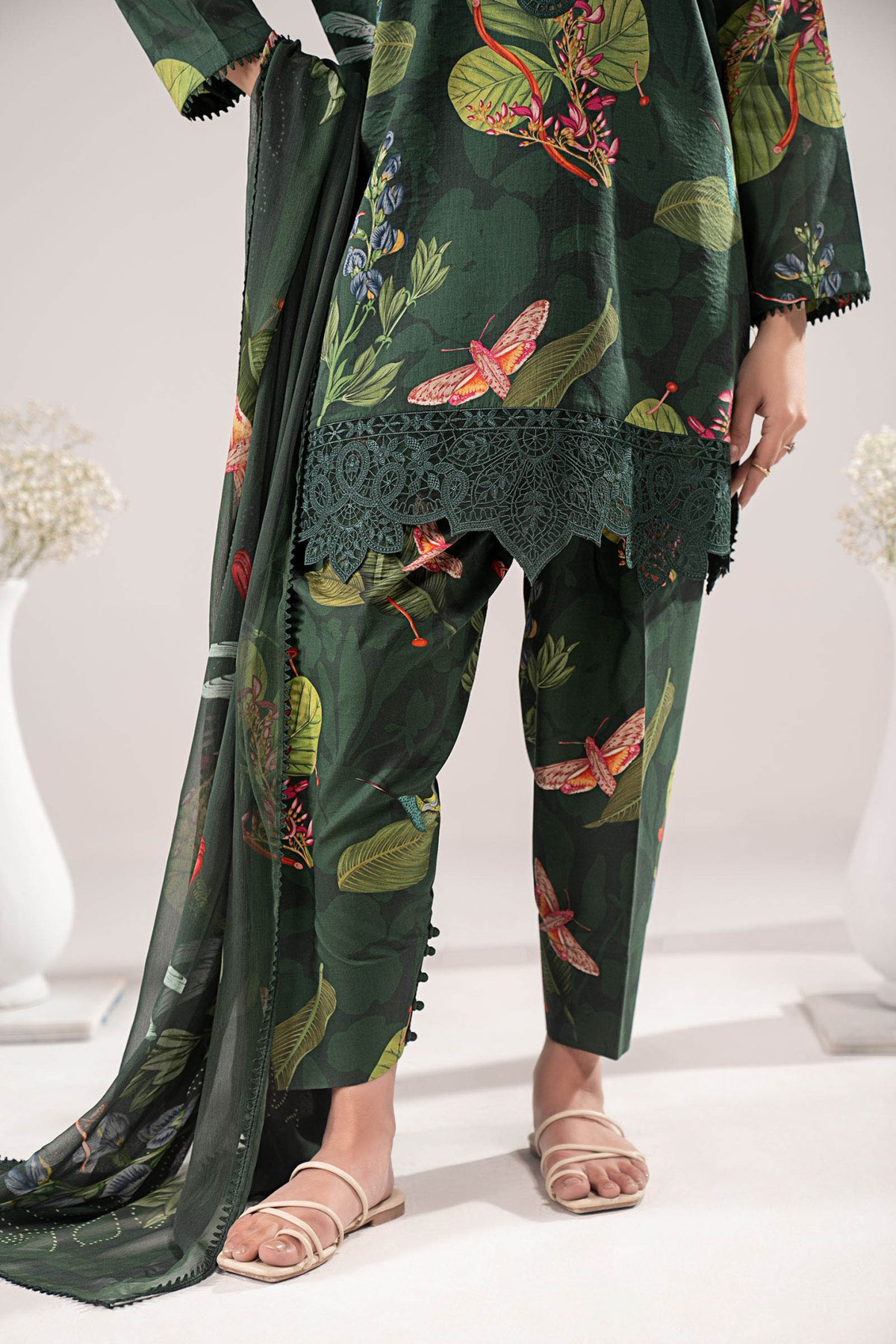 Maria B | RTW | 3 Piece Embroidered Lawn Suit-Brand:Maria B-Type:Luxury Pret-Green - House of Maryam- Buy in UK, USA