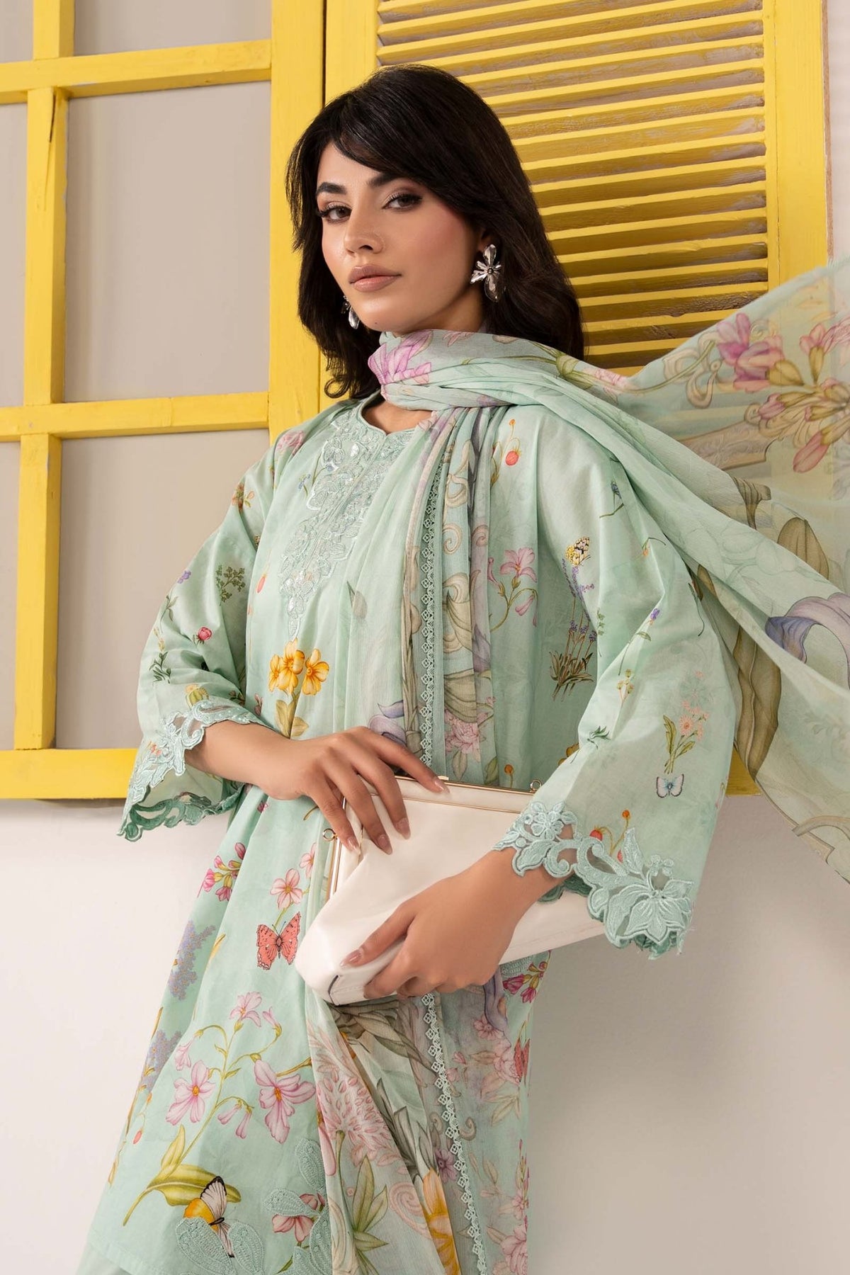 Maria B | RTW | 3 Piece Embroidered Lawn Suit-Brand:Maria B-Type:Luxury Pret-Green - House of Maryam- Buy in UK, USA
