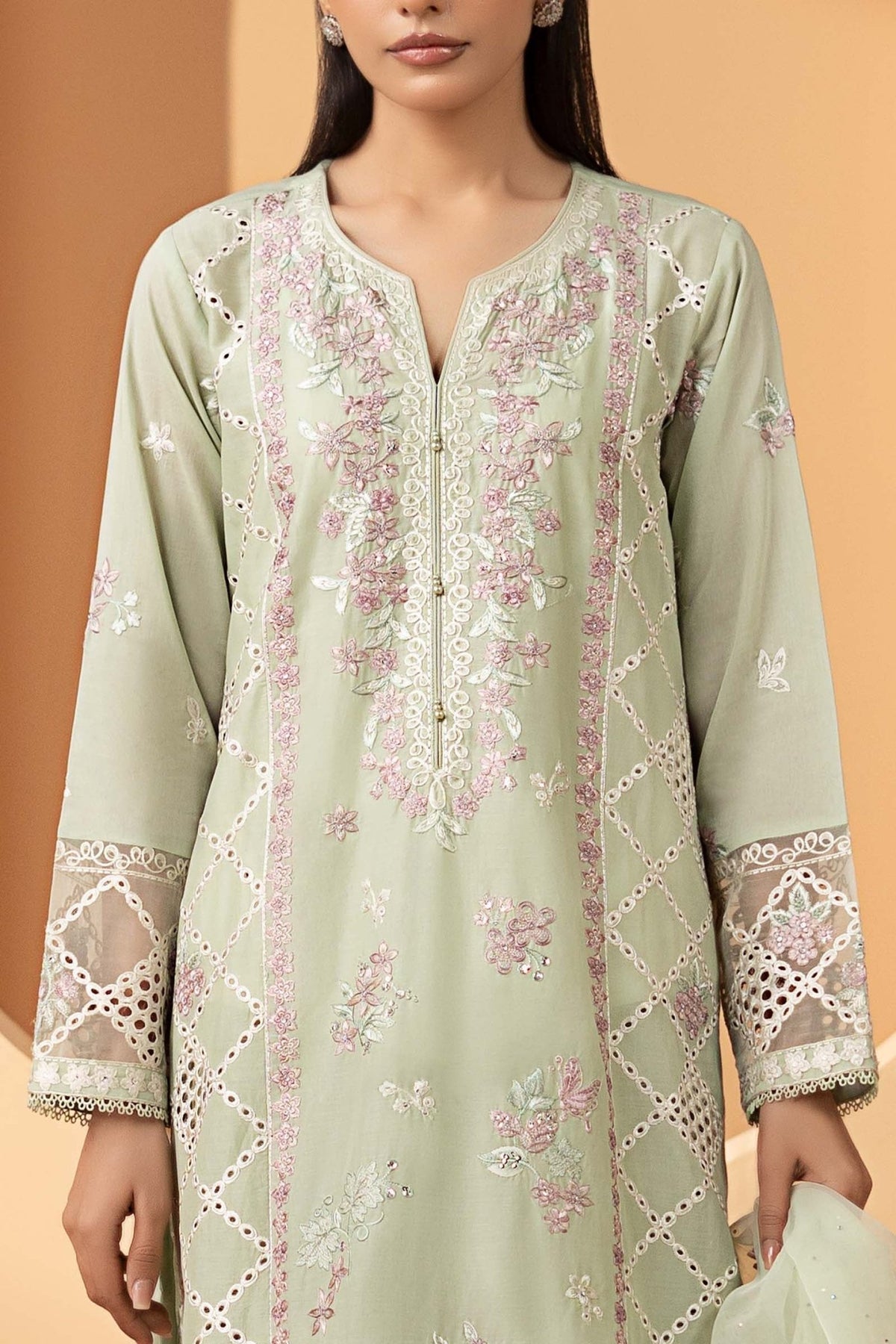 Maria B | RTW | 3 Piece Embroidered Lawn Suit-Brand:Maria B-Type:Luxury Pret-Green - House of Maryam- Buy in UK, USA