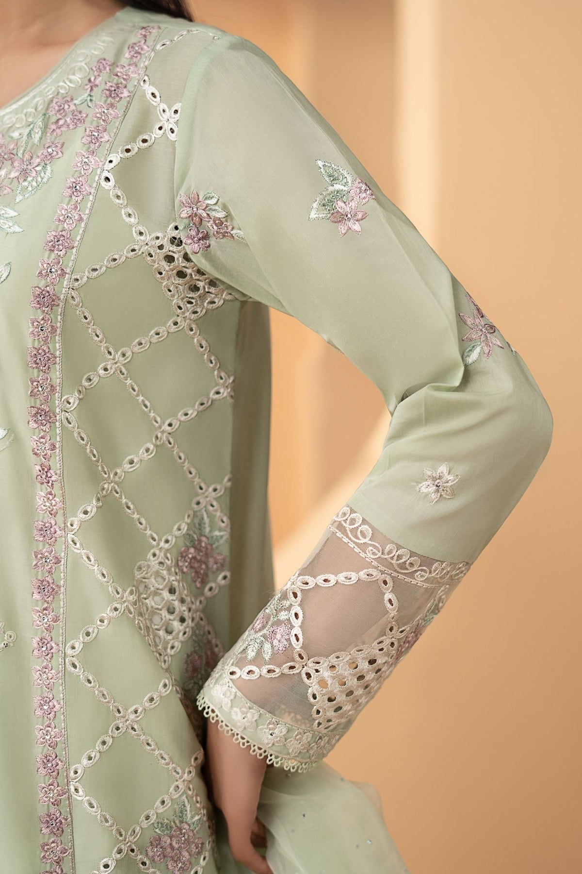 Maria B | RTW | 3 Piece Embroidered Lawn Suit-Brand:Maria B-Type:Luxury Pret-Green - House of Maryam- Buy in UK, USA