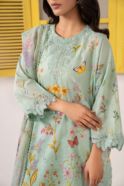 Maria B | RTW | 3 Piece Embroidered Lawn Suit-Brand:Maria B-Type:Luxury Pret-Green - House of Maryam- Buy in UK, USA